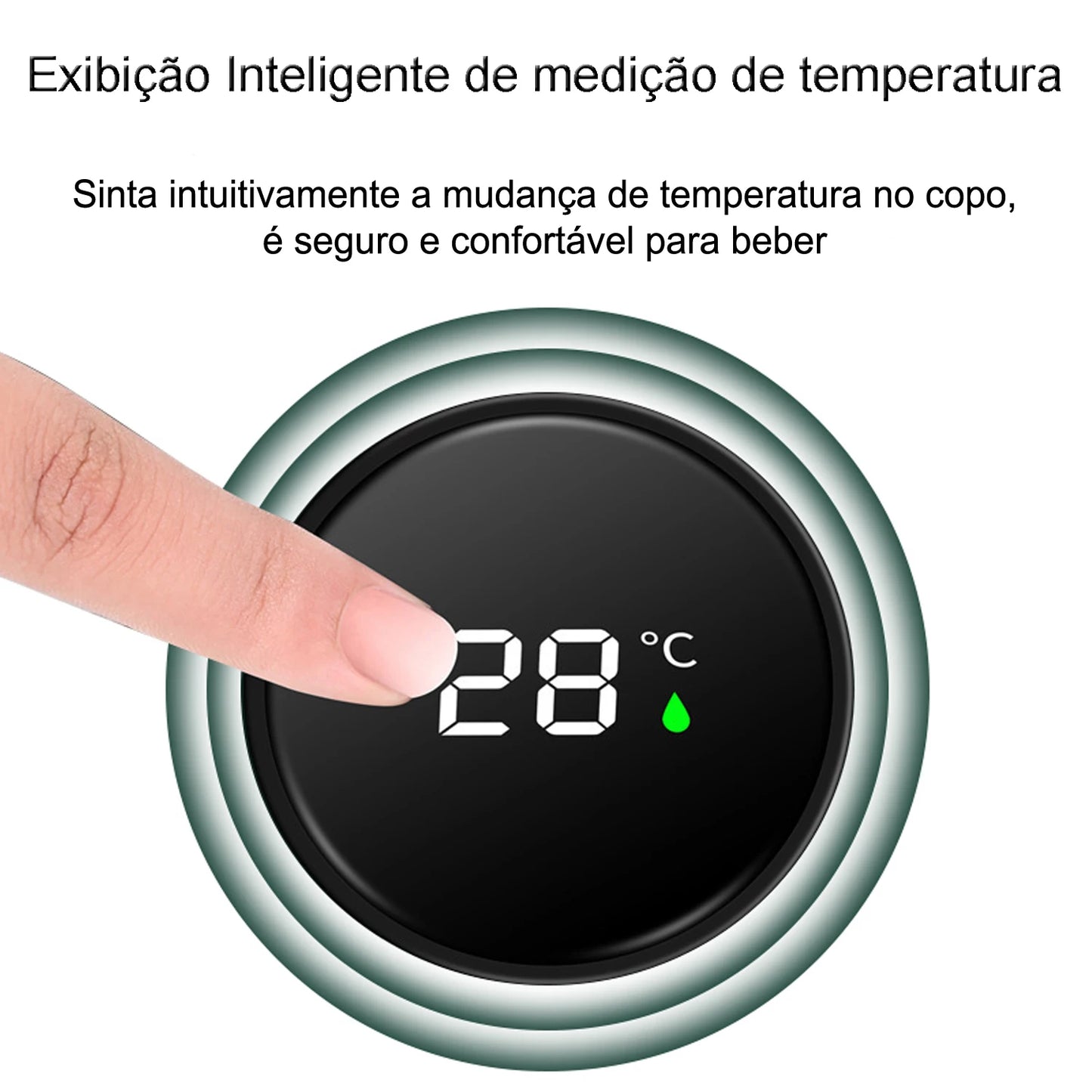 Garrafa Térmica Com Sensor de Temperatura Digital, Aço Inoxidável, 500ml, Para Líquidos Quente e Gelado