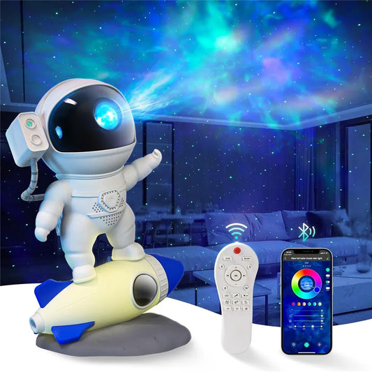 Projetor Astronauta Galáxia, Projetor Luz Noturna LED, Gira 360, Ajustável, Projeção Nebulosa Ideal Para Quarto De Criança